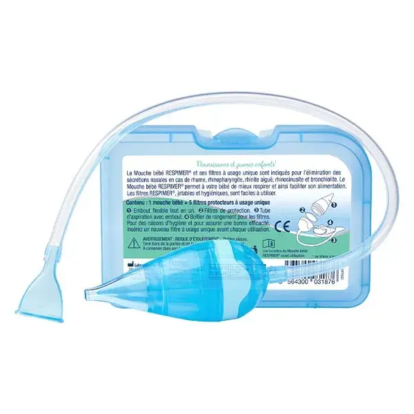 Filtros de proteção Respimer para aspiradores nasais de bebês, pacote com 20 unidades.