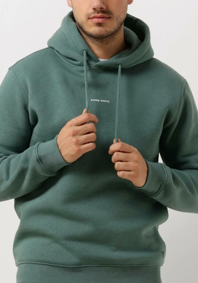 PURE PATH groene pure path trui hoodie with front and triangle back print