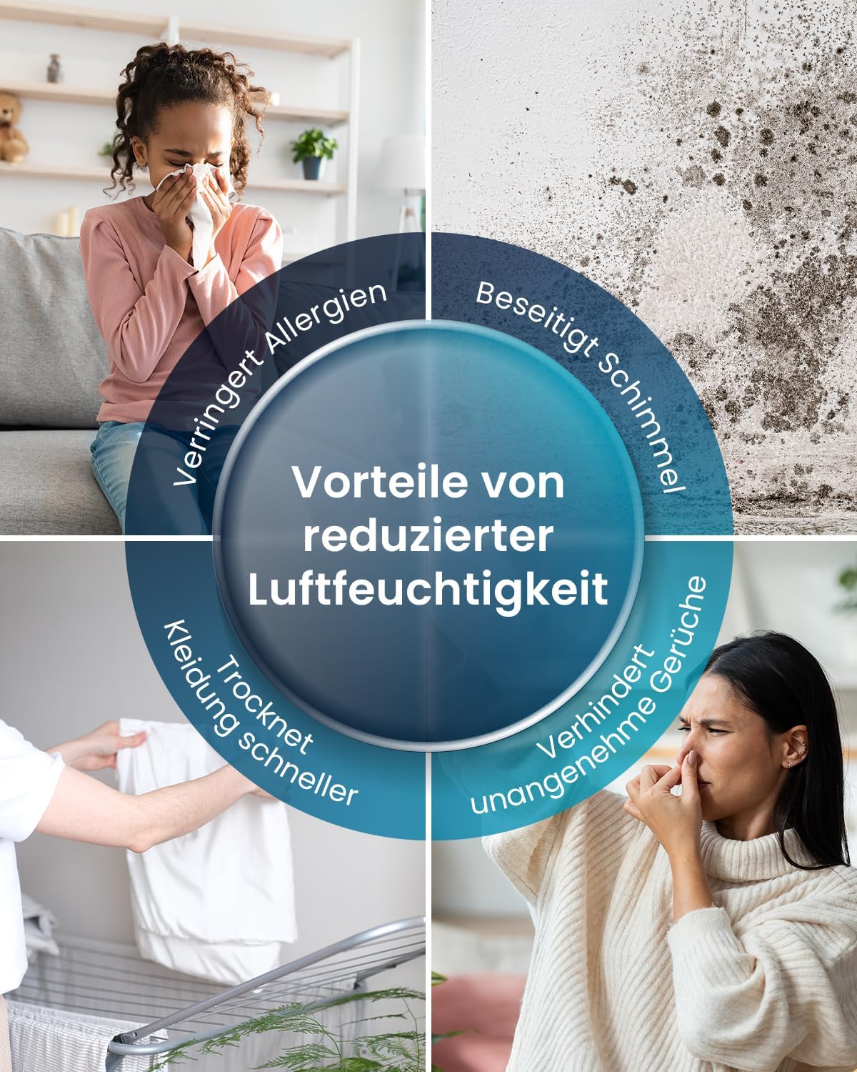 Pro Breeze OmniDry Luftentfeuchter 12L/24h Entfeuchtungsleistung - Luftentfeuchter elektrisch, Feuchtigkeitssensor, Ablaufschlauch, Digitalanzeige, Schlafmodus, Timer - Gegen Feuchtigkeit, Schimmel