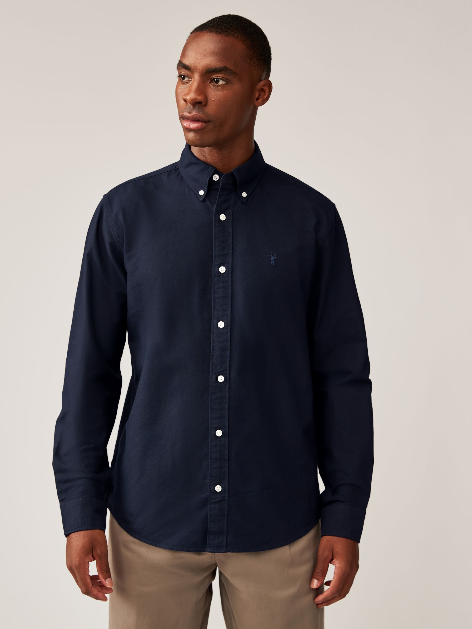 White/Light Blue/Navy Blue 3 Pack - 100% Cotton Long Sleeve Oxford Shirts 3 Pack