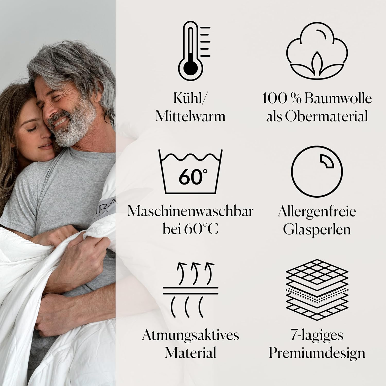 CURA Pearl Classic Gewichtsdecke 135x200 9kg - Anti Stress Therapiedecke - Schwere Decke für tiefen Schlaf und bessere Erholung - Schwere Bettdecke aus 100% Baumwolle - Heavy Weighted Blanket