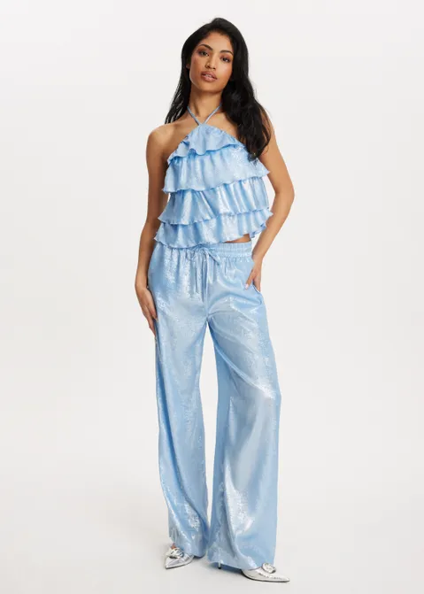 Straight broek met glans blauw (BLW.L)