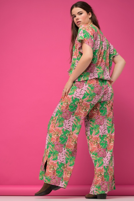 Palazzo Hose, Loose Shape, Saumschlitz, Patchprint, Elastikbund