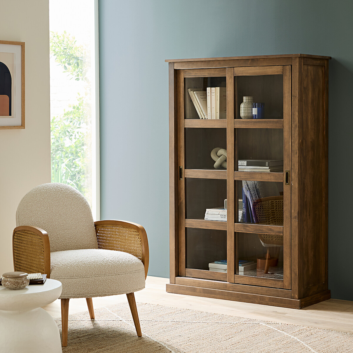 LA REDOUTE INTERIEURS<br>Vitrine baixa de 2 portas em pinho maciço e MDF, Lunja