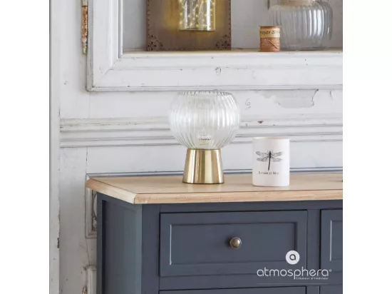 Lampe à poser en Verre déco et base en Métal H 19.5 cm