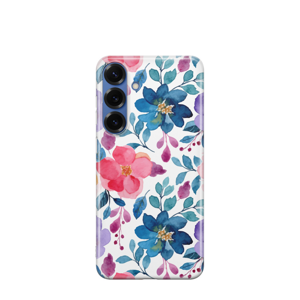 Samsung Galaxy S25 Plus Gummi Hülle Aquarellblüte - Versch. Farben