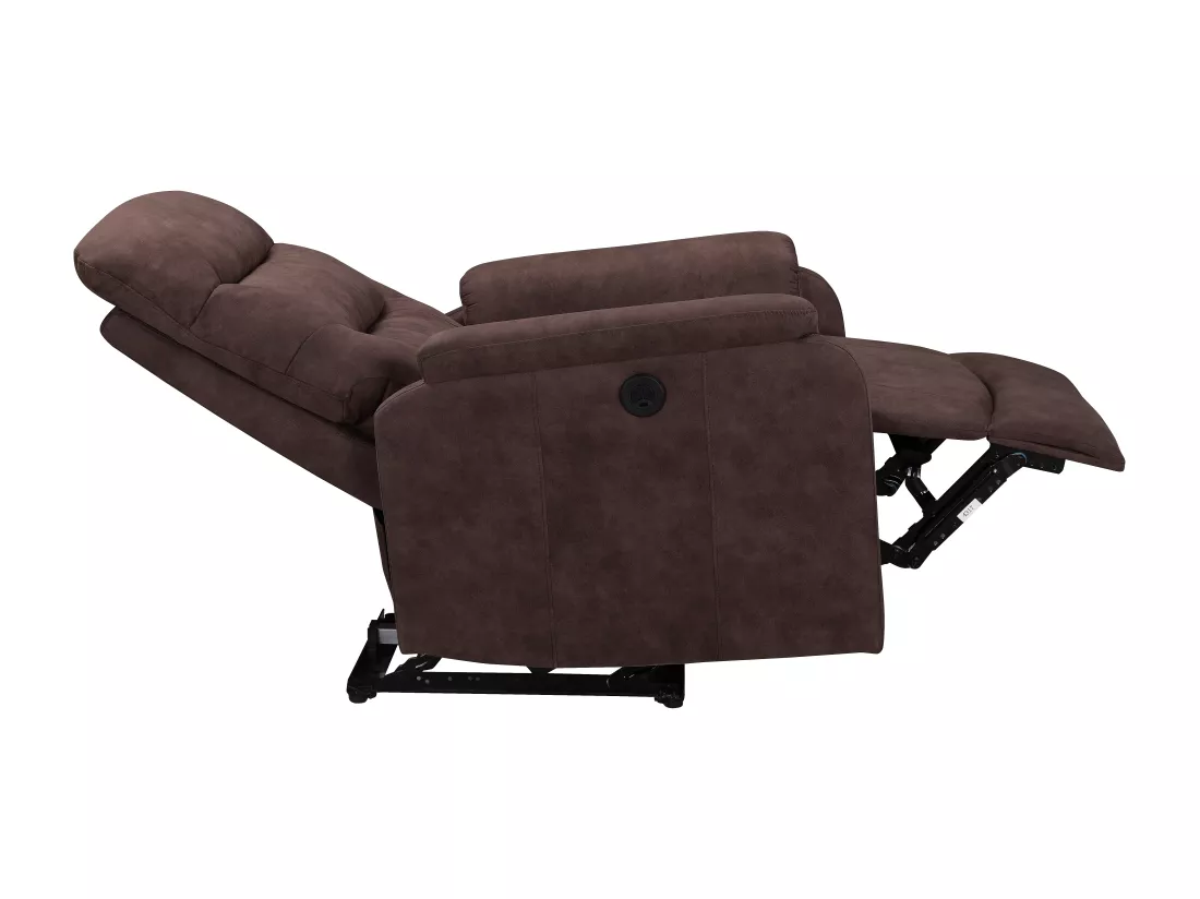 Coullon | Fauteuil de relaxation avec fonction électrique en microfibre marron foncé
