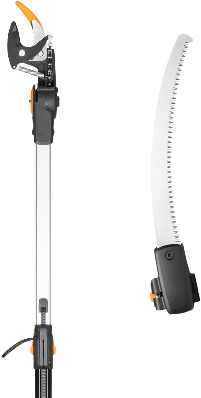Fiskars Schneidgiraffen-Set, 2-teilig, Bypass Teleskop-Schneidgiraffe UPX86 (Länge 2,4 – 4 m) und Baumsäge für Bypass Teleskop-Schneidgiraffe UPX86 und UPX82 (Länge: 46 cm), 1077330