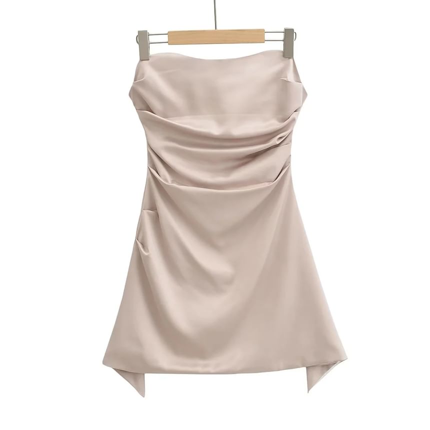 Asiris - Strapless satijnen mini-A-lijnjurk