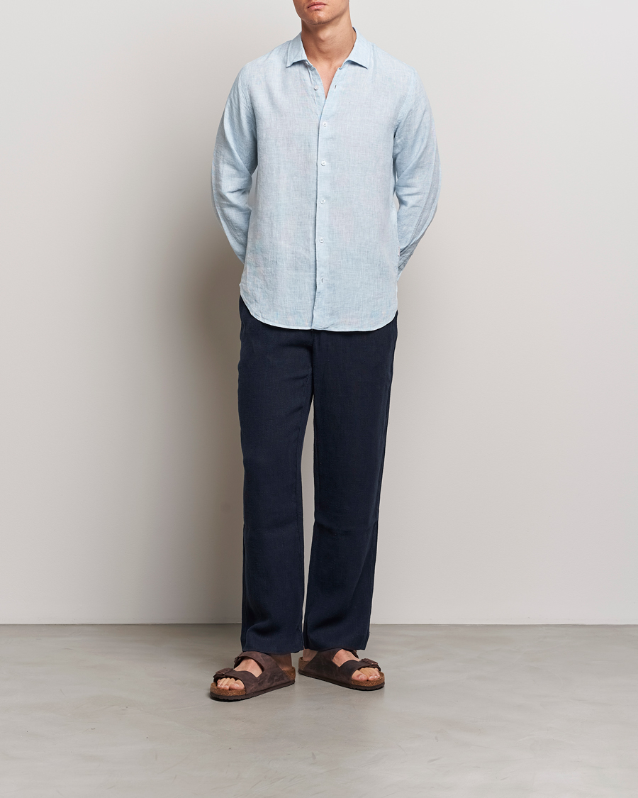 Orlebar Brown Giles Linen CLS Shirt Pale Blue/White
