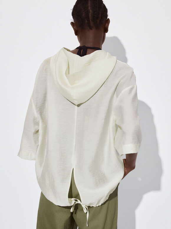 Blusa com capuz em lyocell - Off-White