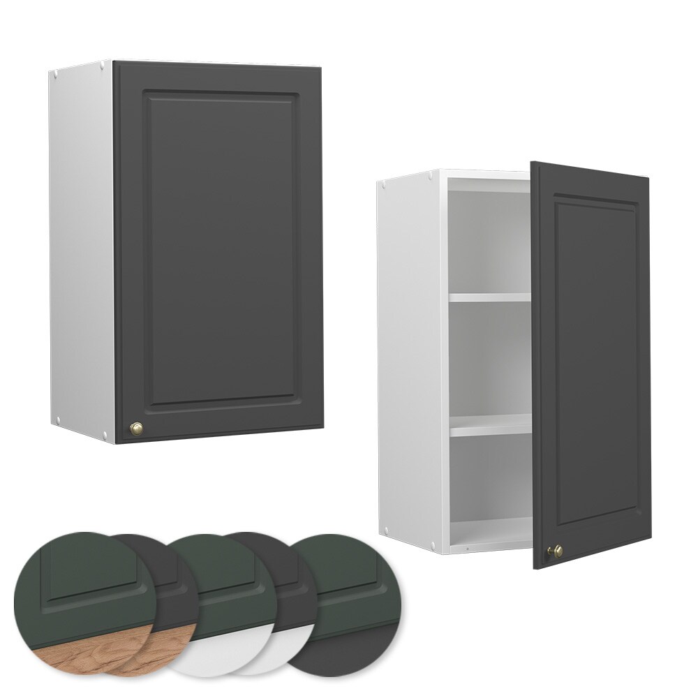 Vicco Hängeschrank Küchenschrank Küchenmöbel Fame-Line Weiß Anthrazit-Gold Landhaus 45 cm Küche Einbauküche Hängeschrank Drehtür Einlegeboden Küchenzeile