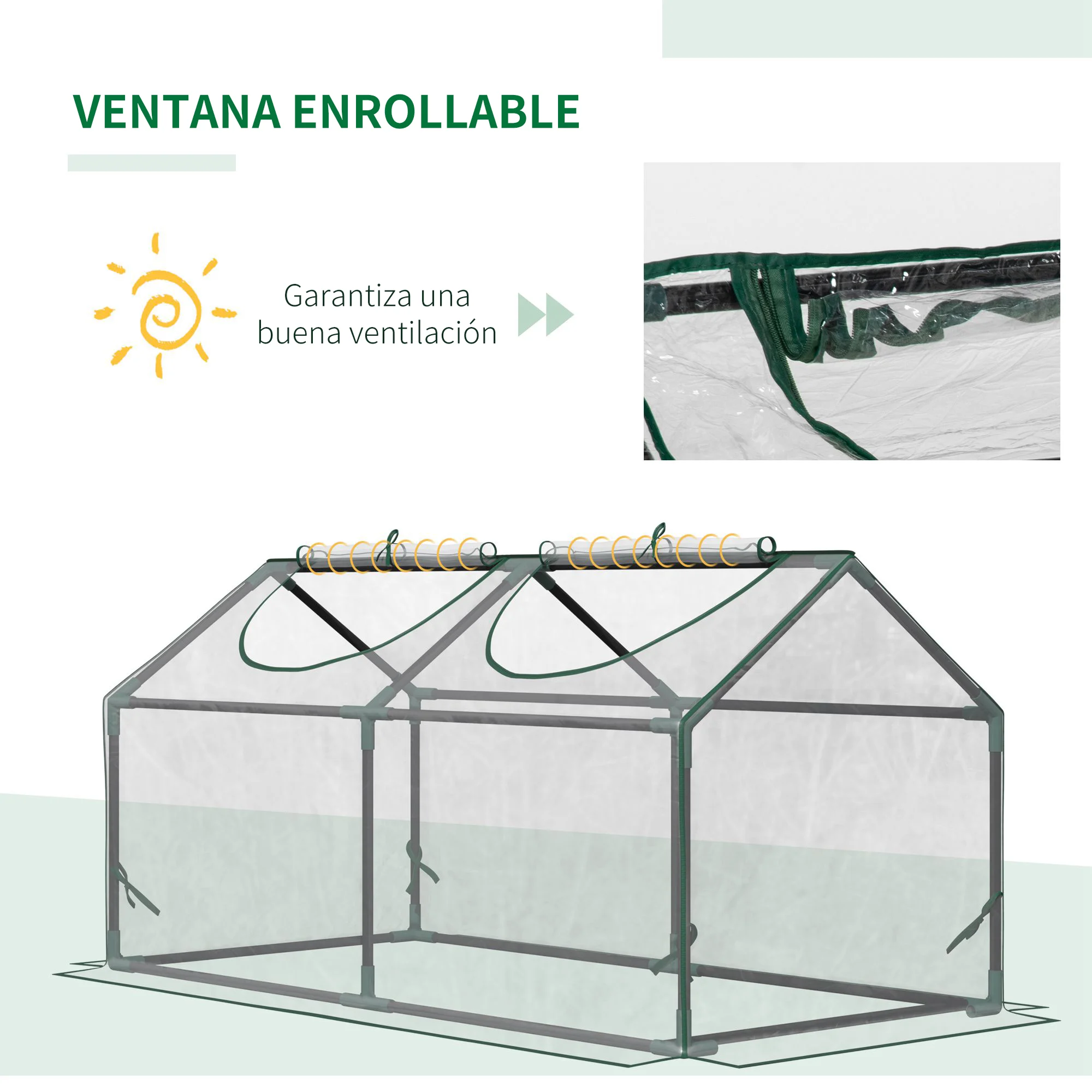 Estufa Outsunny Terrace 120x60x60 cm em aço para jardim com 2 janelas de enrolar, ideal para cultivo de plantas, vegetais e flores. Transparente.