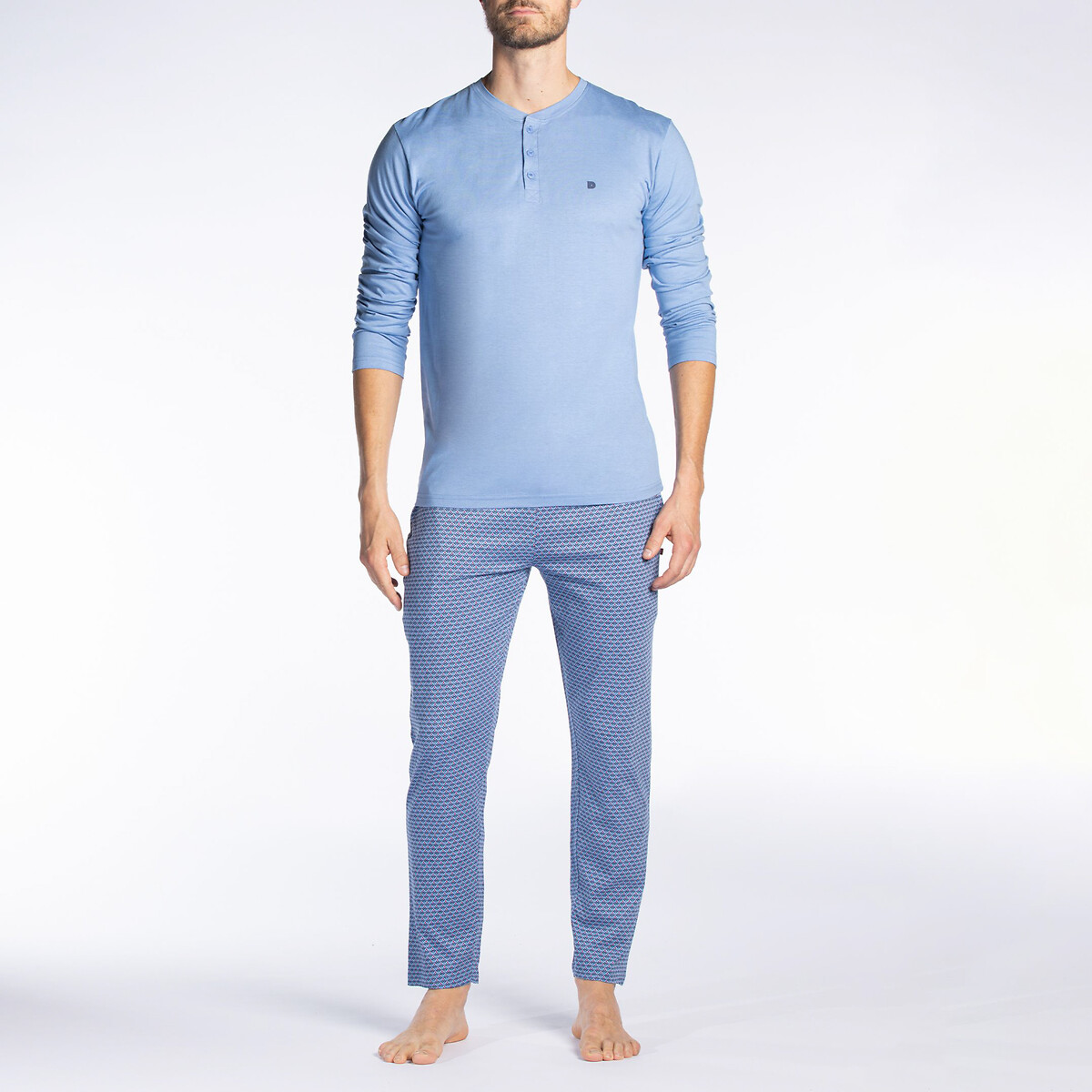 DODO<br>Pijama comprido com gola túnica em algodão modal