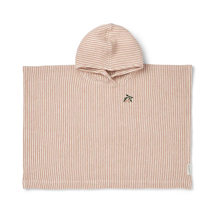 LIEWOOD - Paco Badeponcho, 3 - 4 Jahre, gestreift, tuscany rose / Creme de la crème