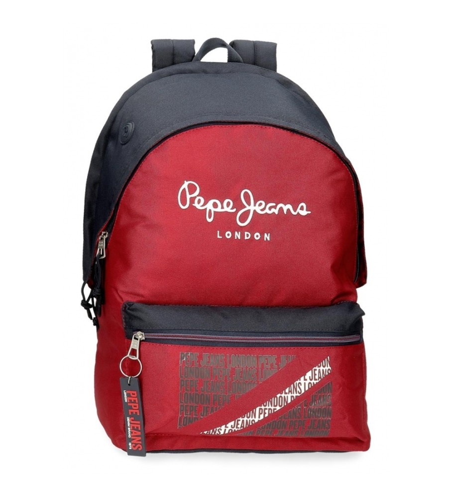 Mochila para laptop Pepe Jeans Clark com dois compartimentos, vermelha.