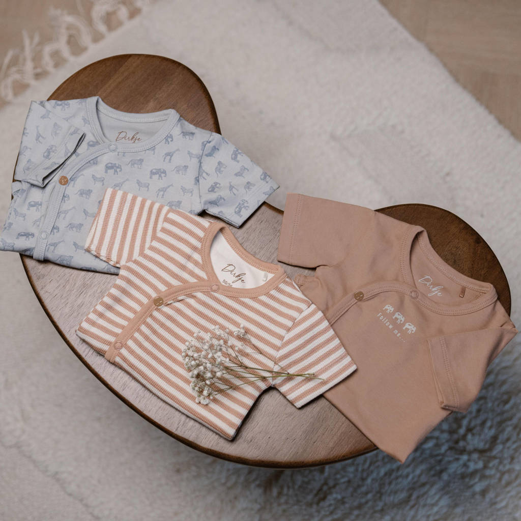 Dirkje romper - set van 3 bruin/grijs/wit