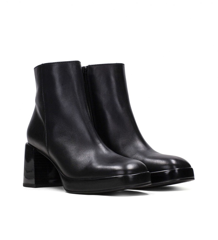 Botas de cano curto Hispanitas Tokyo em couro preto - Altura do salto: 7 cm -