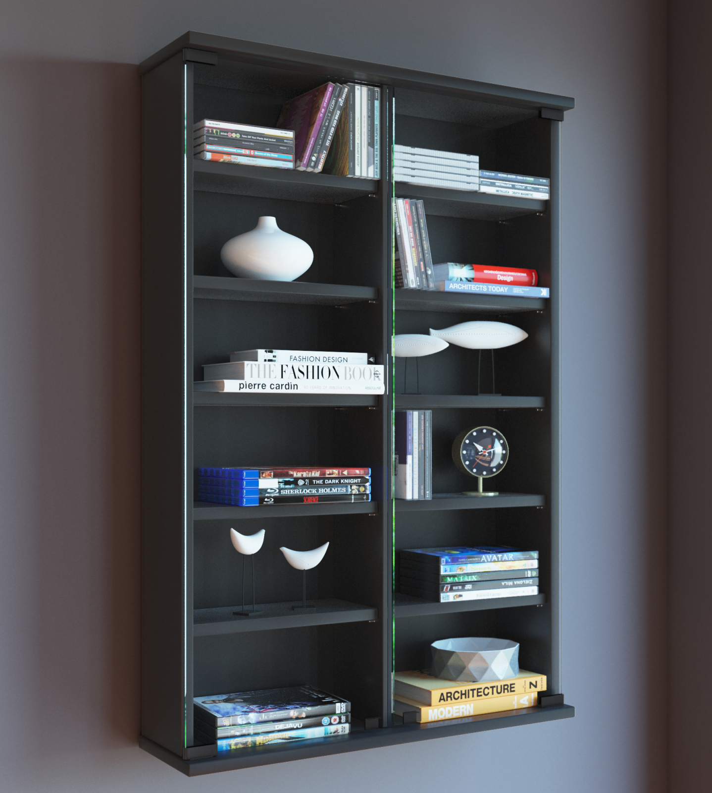Wand-Regal ZUNTISA - schwarz - für 300 CDs