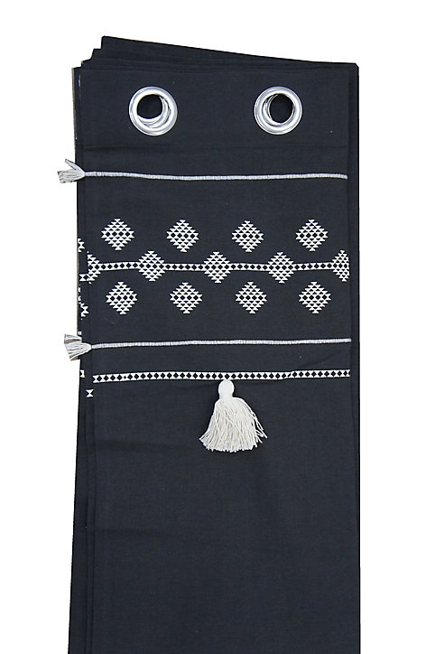 Rideau Eko motif géométrique l.135 x L.240 cm noir