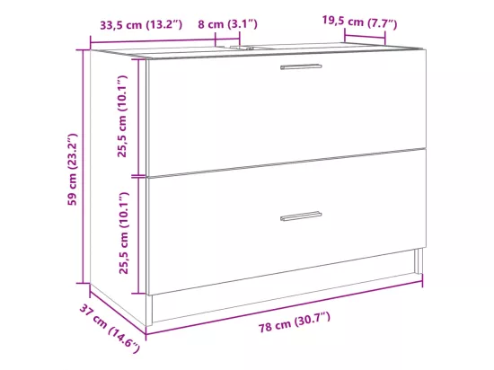 Armoire d'évier gris béton 78x37x59 cm Bois d'ingénierie