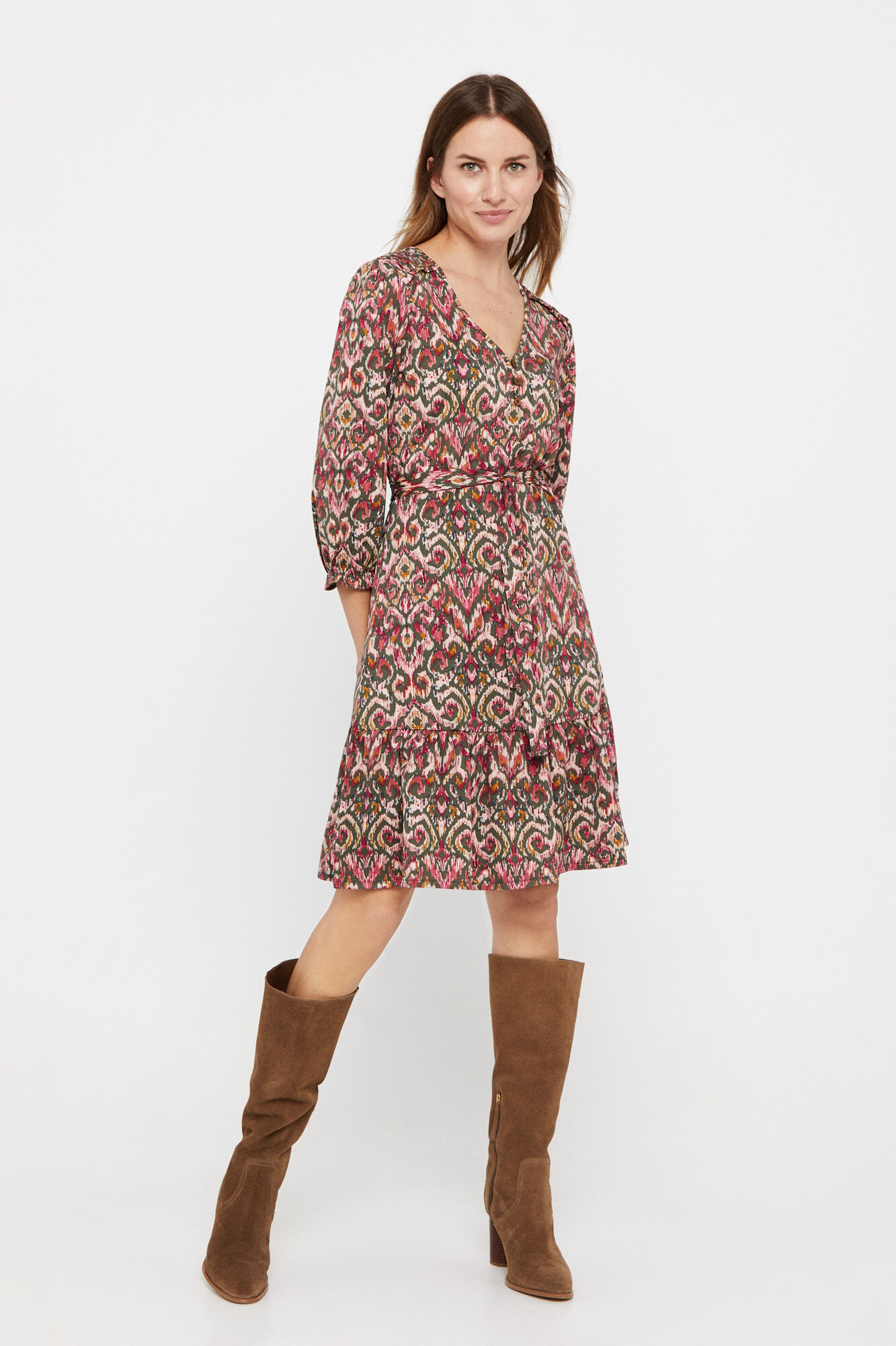 Vestido de malha estampado - Multicolorido