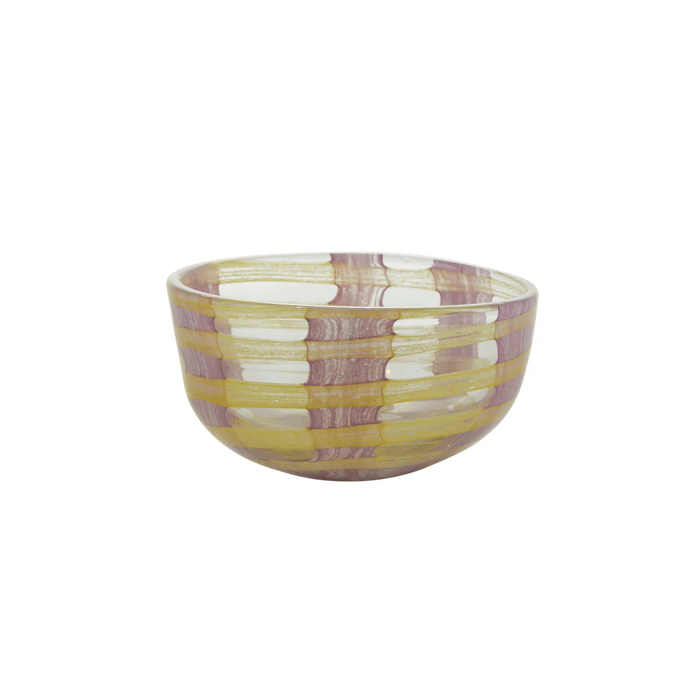 Bahne Interior  Unik ternet skål, gul/pink - Ø12 cm