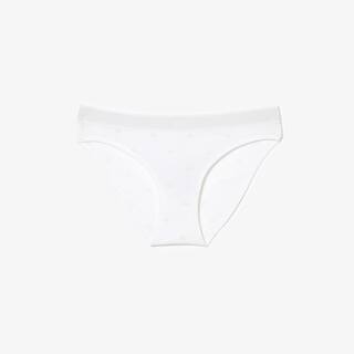 Culotte avec imprimé graphique en coton stretch Culottes & bas - Blanc - Lacoste - Femme
