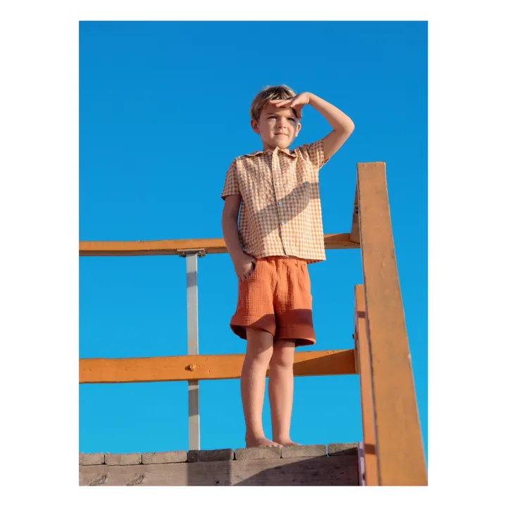 Petite Lucette Chemise à Carreaux Matières Recyclées Manu | Camel