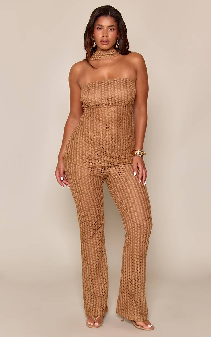 Marron Haut Bandeau Texturé Avec Détail Foulard Assorti Co-ord Shape