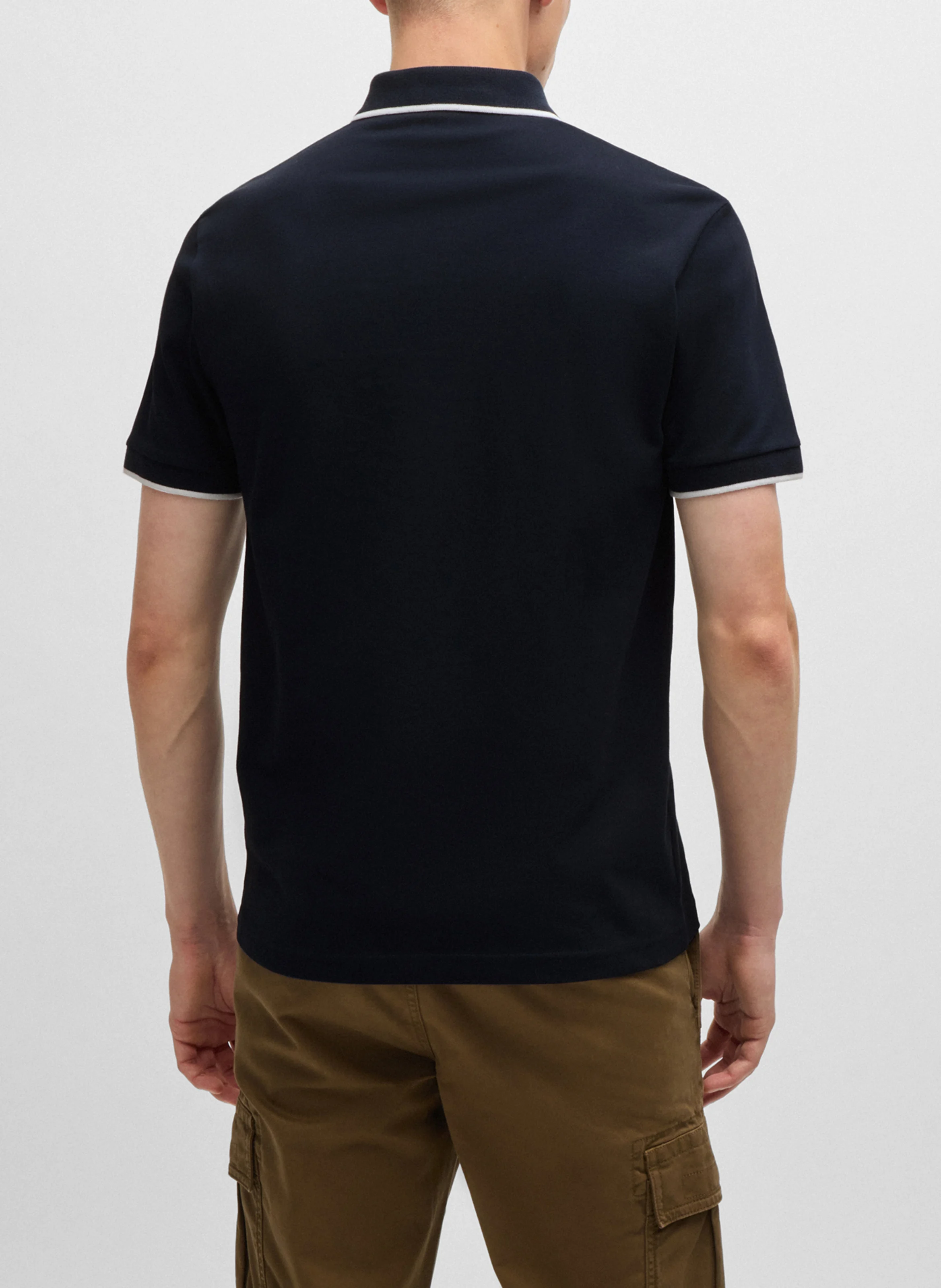 Polo slim-fit en coton stretch | Bleu