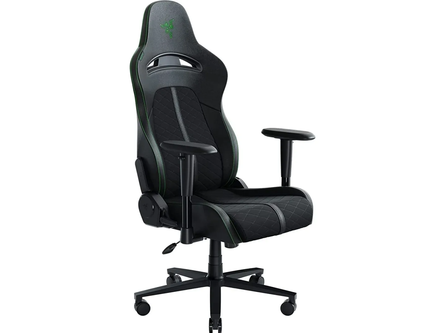 Razer Iskur X - Stol - armstøtter - T-formet - syntetisk læder, stål, elastomerisk polyuretan (EPU) - sort/grøn