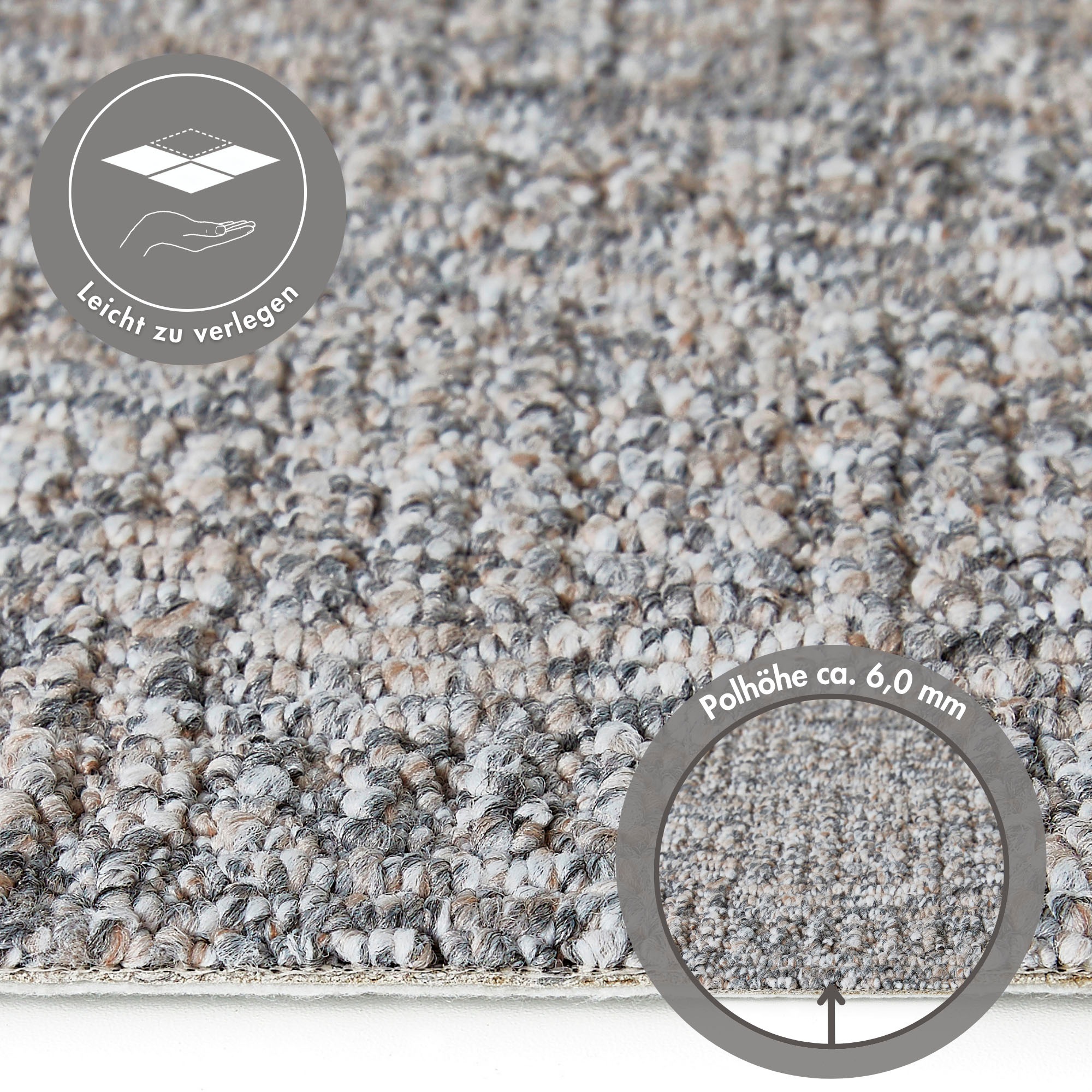 Andiamo Teppichboden »Patras, Strukturschlinge, Made in Netherlands« rechteckig 8,5 mm Höhe meliert, Breite 400 cm oder 500 cm, strapazierfähig & robust