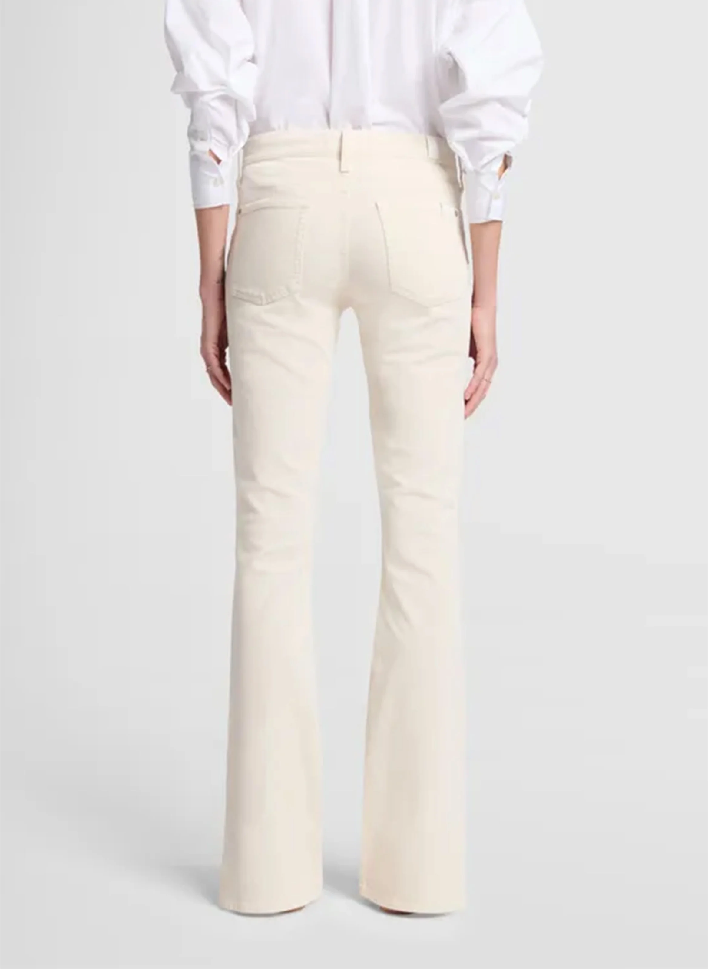BOOTCUT CORDUROY - Jean boot-cut en coton mélangé | Blanc