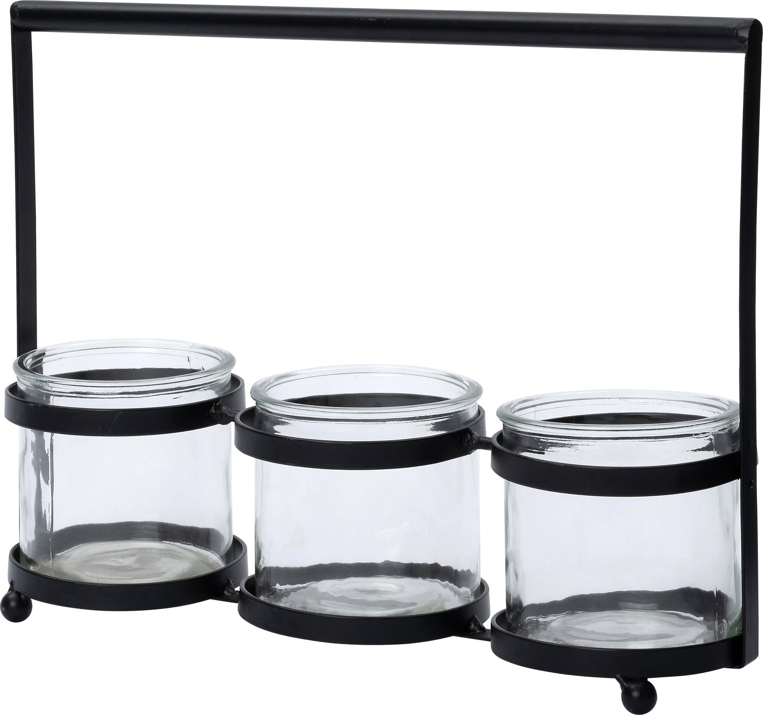 Intratuin waxinelichthouder met 3 houders zwart 36 x 11 x 26 cm
