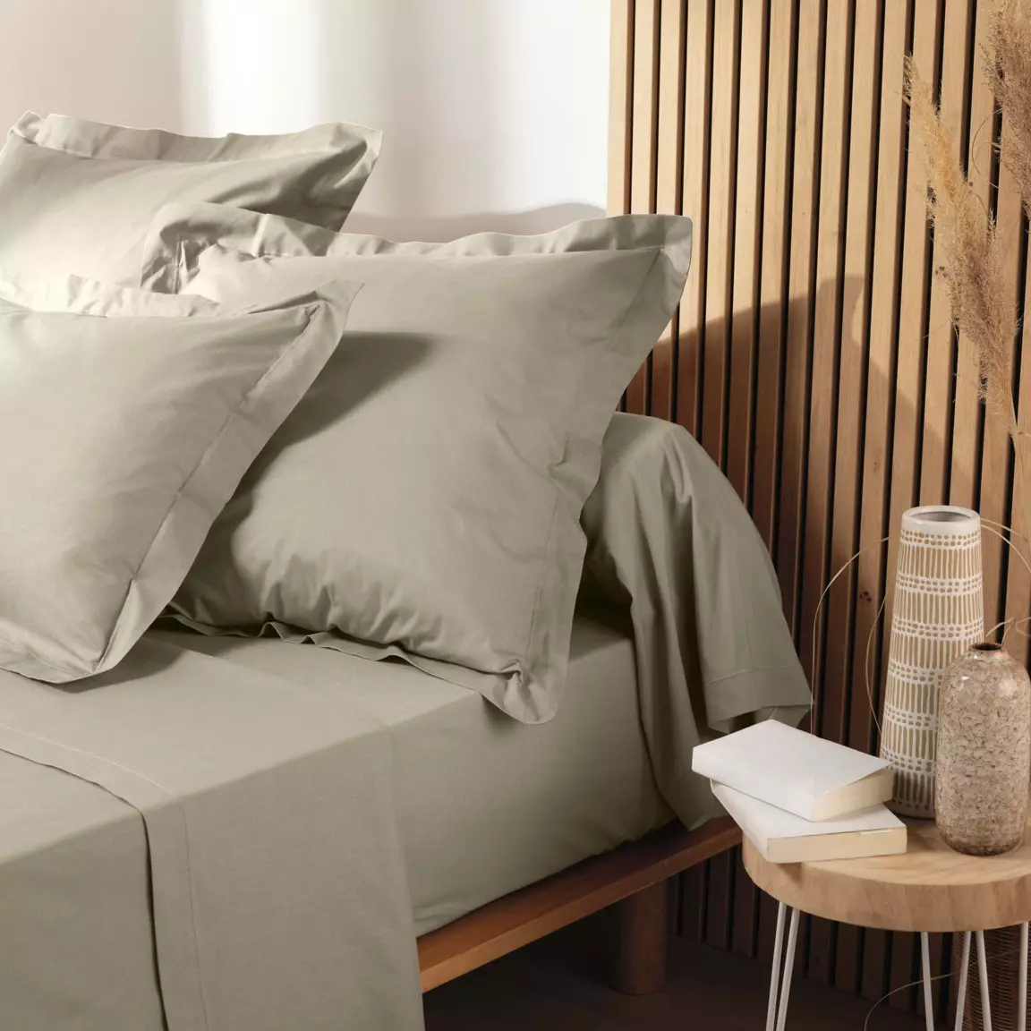 Drap housse coton bio (160 x 200 cm) Biolina Taupe