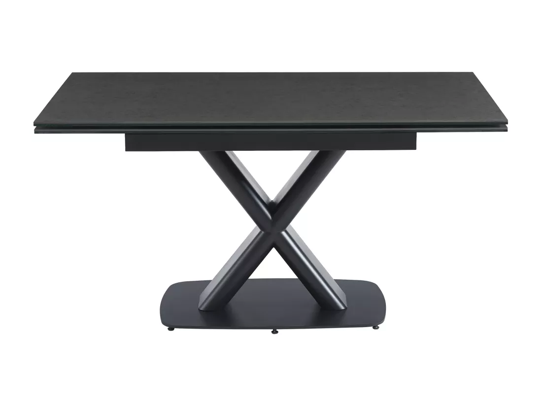 Table à manger extensible 6 à 8 personnes en céramique, verre trempé et métal - Anthracite et Noir - MIAZELO de Maison Céphy