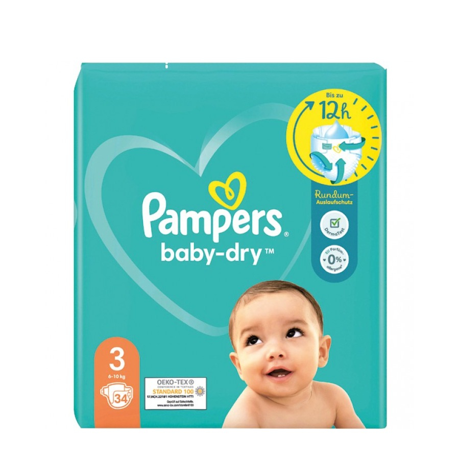 (Gr. 3 Midi) Baby Dry Windeln mit Stop und Schutz Täschchen (8006540466841) - 34 Stück
