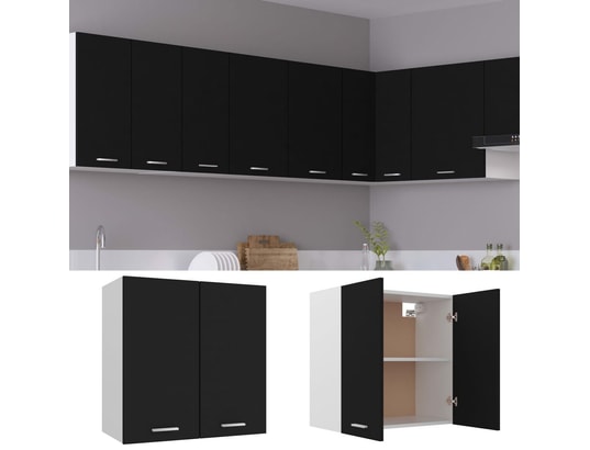 VIDAXL - Meuble haut Armoire de cuisine noir 60x31x60 cm aggloméré