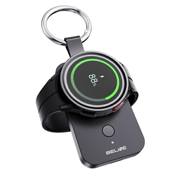 (5V/0.5A) 1000mAh Powerbank Ladegerät mit Schlüsselanhänger für Samsung Galaxy Watch - Schwarz