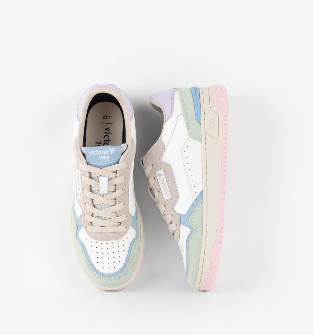 C80 - CASUAL PATCH COLORS Baskets rétro unisexes multicolores LILA