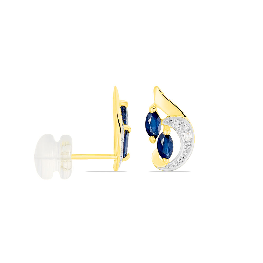 Boucles D'oreilles Puces Sakina Or Jaune Saphir Et Diamant Et Divers
