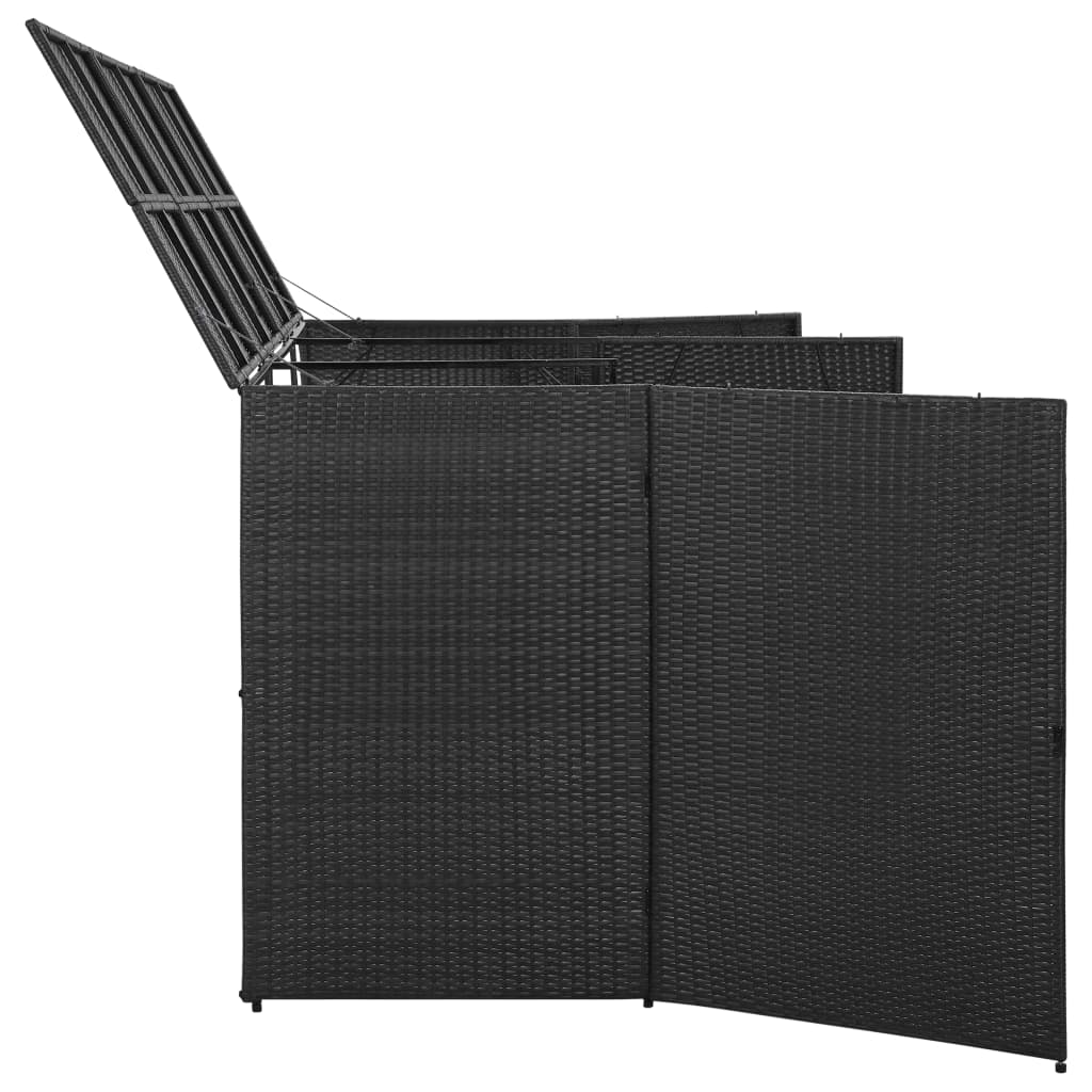Abri pour poubelle triple noir 229x78x120 cm résine tressée