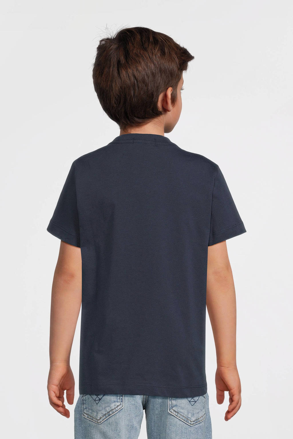 REPLAY T-shirt met logo donkerblauw