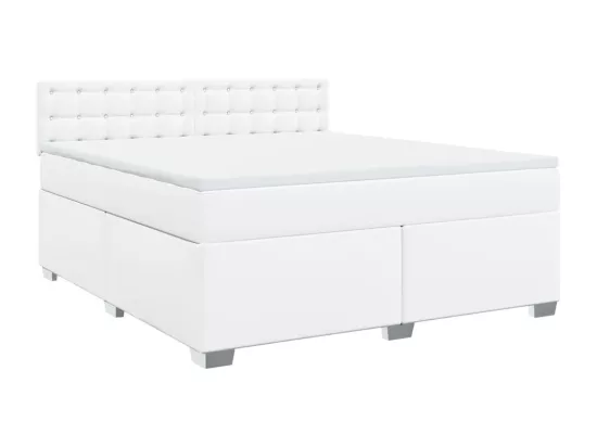 Sommier à lattes de lit avec matelas Blanc 180x200cm Similicuir