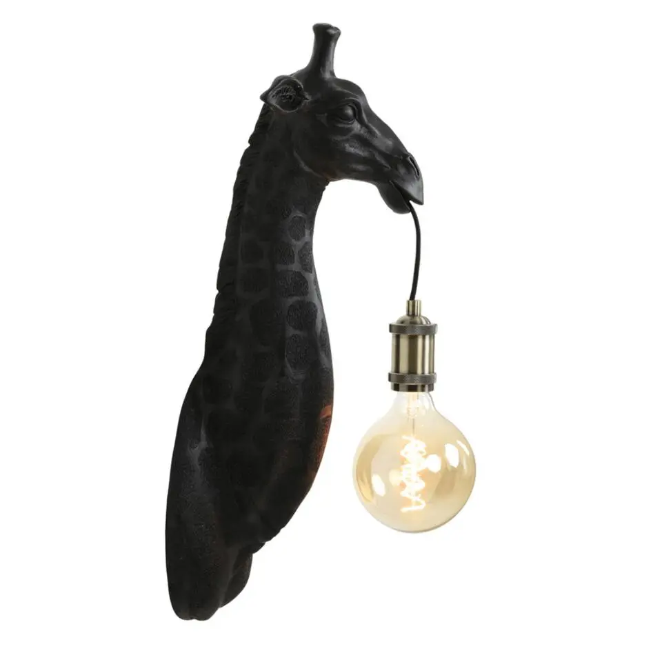 Wandlamp Giraffe - Zwart - 20.5x19x61cm