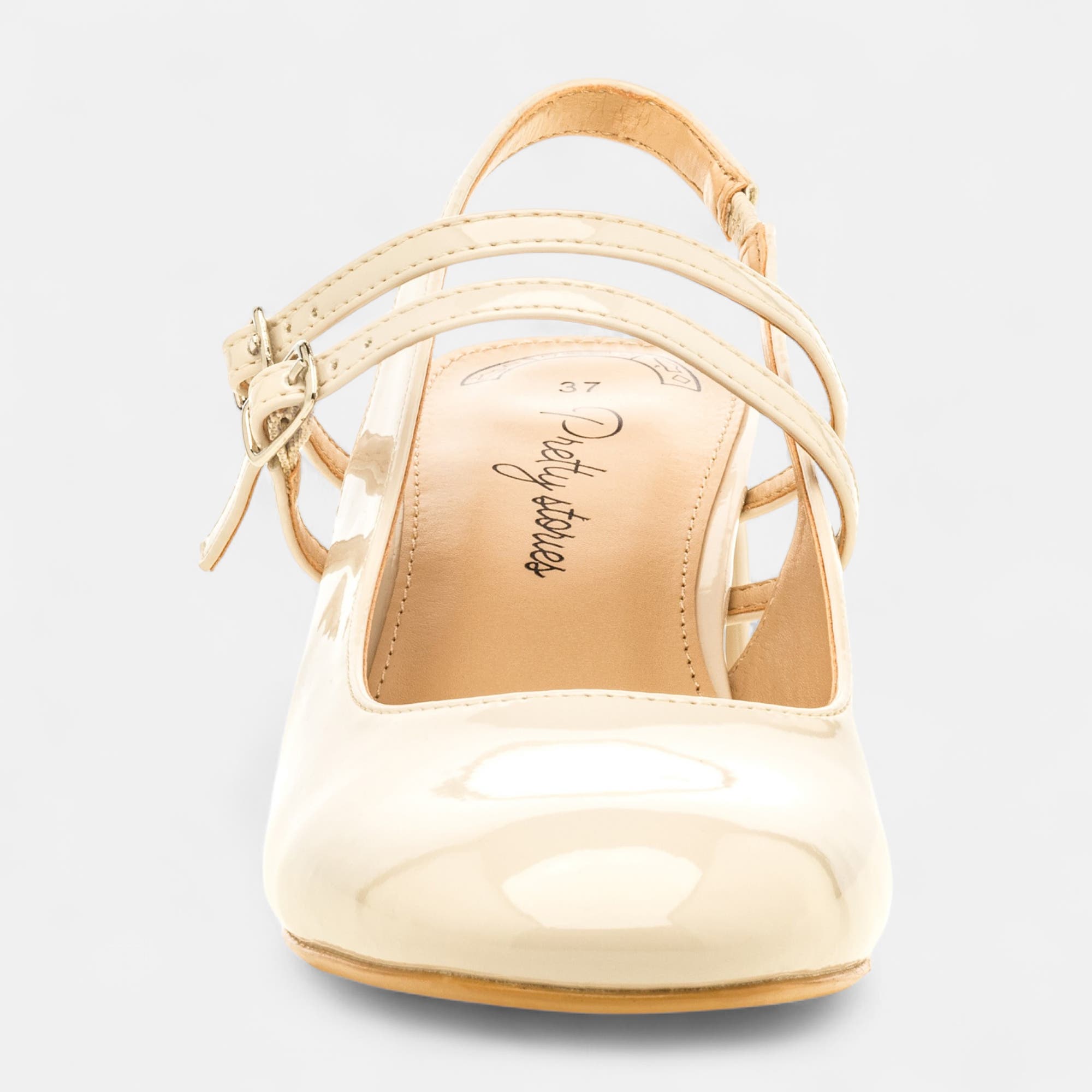 Escarpins avec bride arrière à talon Femme beige