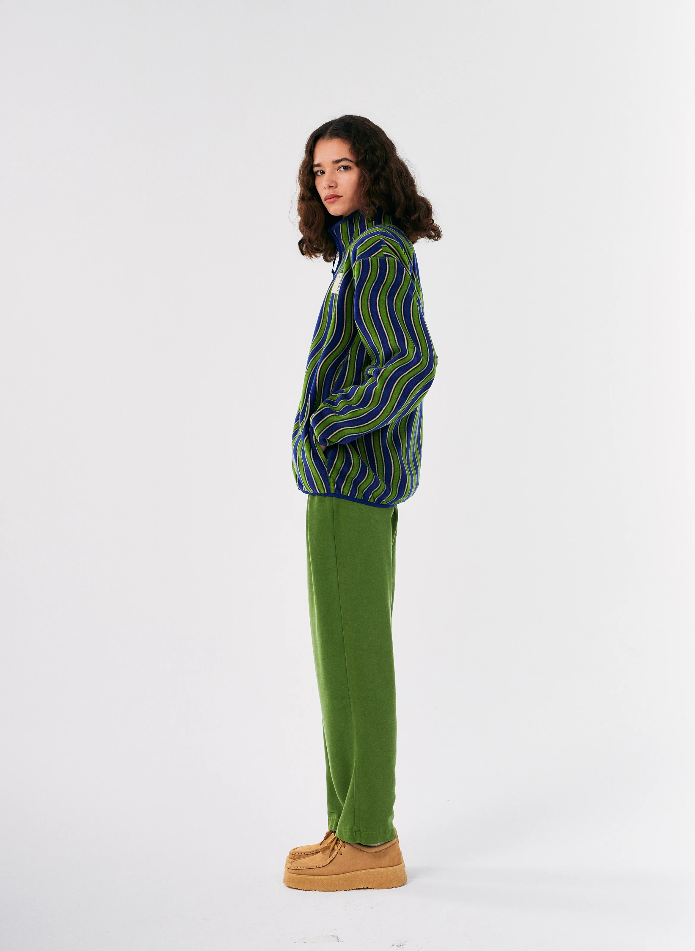 Veste col montant à rayures | Multicolore