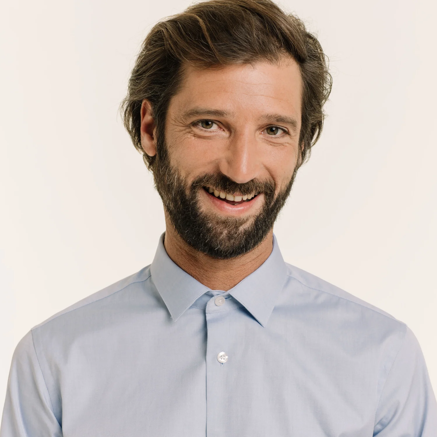 Blue double-twisted Oxford fitted shirt