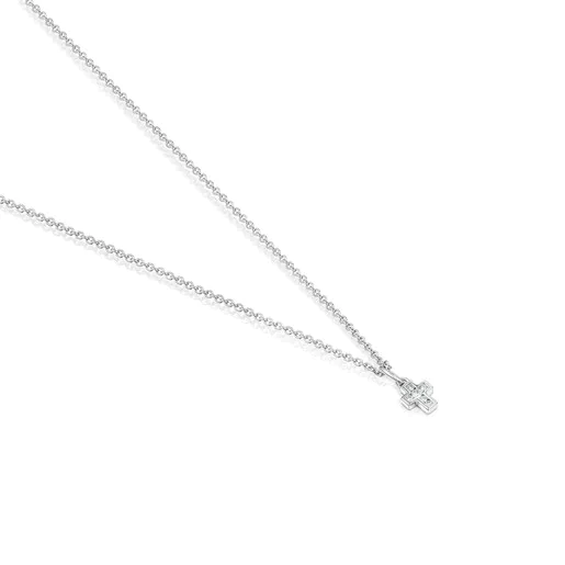 Colar Les Classiques em ouro branco com cruz e diamantes